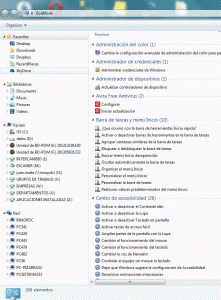 Panel con las opciones de configuración de Windows 8 - INESEM